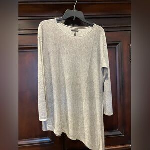 Eileen Fisher Assymetrical Hem Gray Long Sleeve Sweater